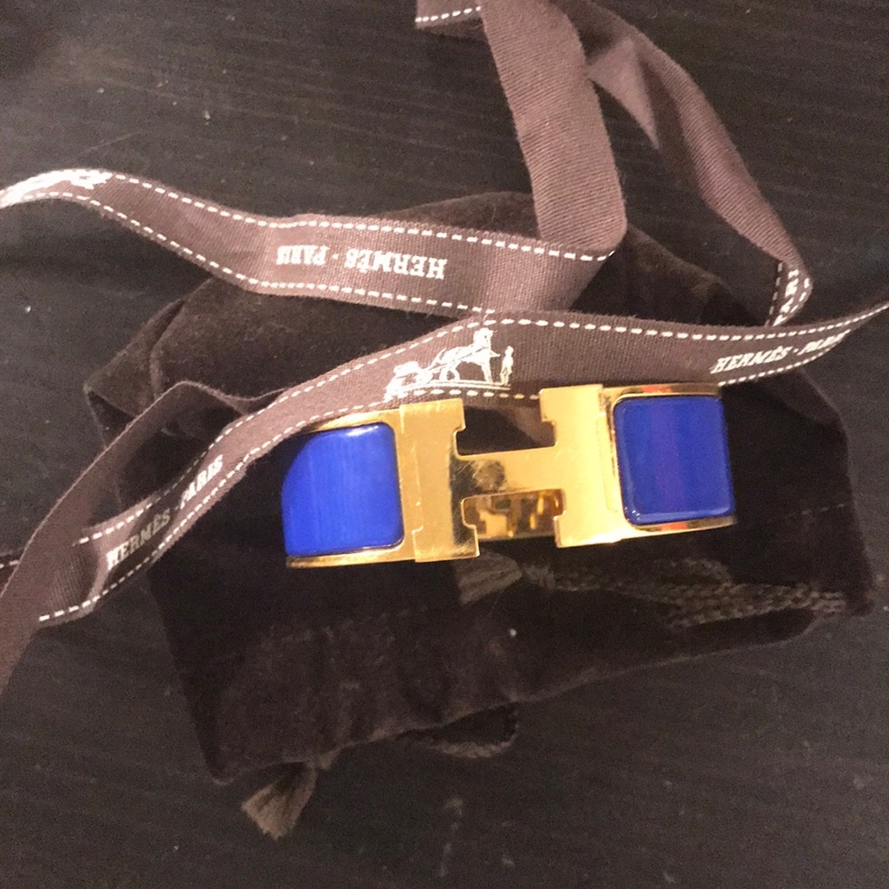 Hermès Clic Clac H bracelet gold cobalt blue